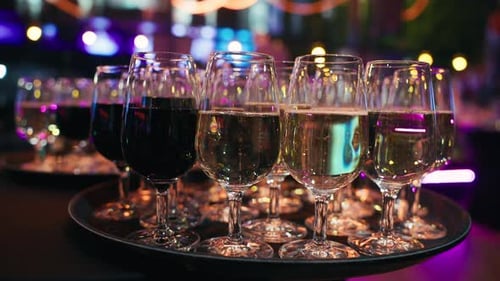 Elegant Champagne and Red Wine at Celebration
