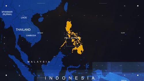Futuristic Digital World Map Zoom and Glitch Reveal