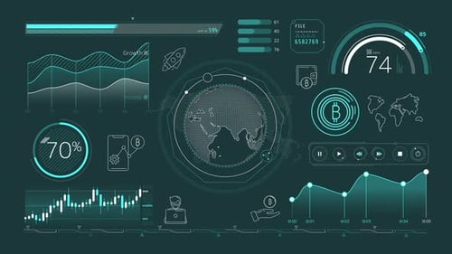 Animation Of Bitcoin Growth Infographics On Alpha Channel 4K