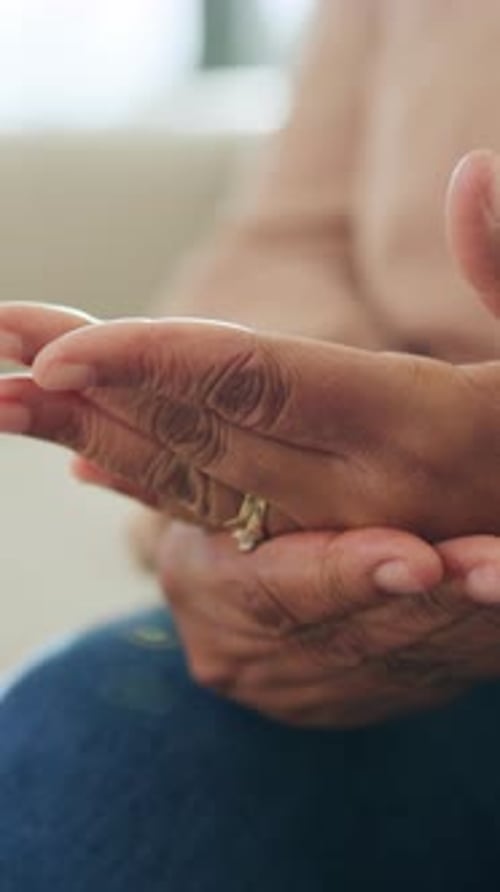 Close-Up of Senior Woman's Hands with Ring