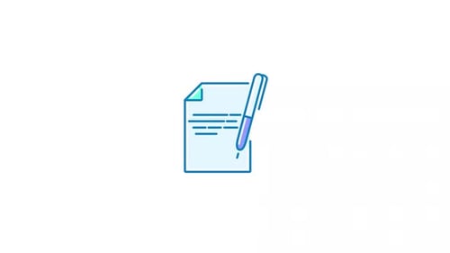 Flat Design Document and Pen Writing Animation