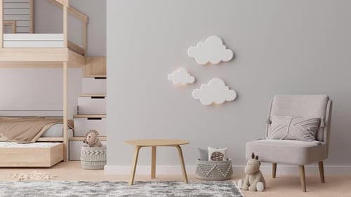 Kids room interior in contemporary, Scandinavian style. Modern childrens room interior design