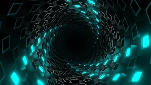 Cyan And Pink Cylindrical Spiral Strobe Tunnel Background Vj Loop In 4K