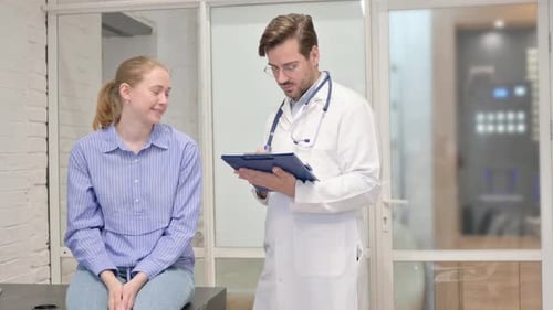 Doctor Writing Information while Listening Patient in Clinic