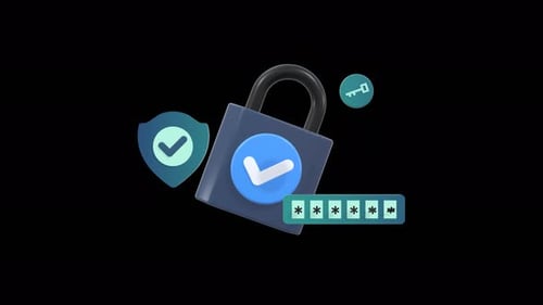 Animation de cadenas en boucle pour la protection des données de cybersécurité avec Alpha Channel.