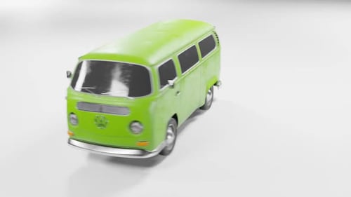 Rotationsanimation eines gelben Wohnmobils
