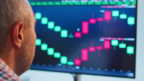 Adult Watching Stock Market Chart on Screen