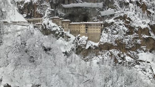 Snowy Soumela Monastery