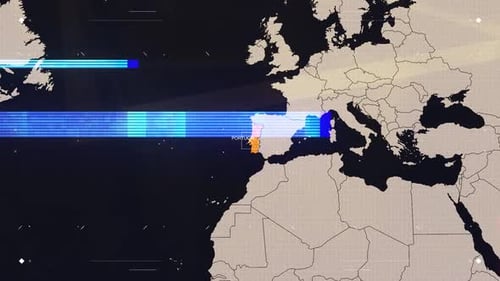 Digital World Map Highlight with Glitch Effects