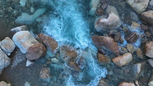 A Wild Mountain River with Crystal Clear Water