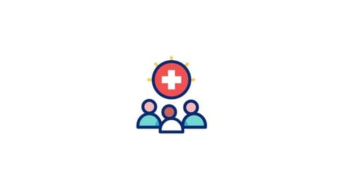 Animated Flat Design Icon of People with Medical Cross
