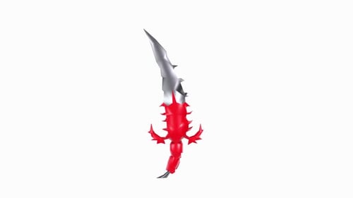 Sword rotating in loop on white background