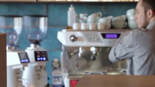 Confident Barista Serving Coffee in Urban Cafe