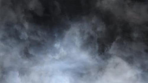 point of view, in a dark cumulus cloud with a thunderstorm inside