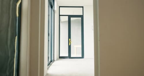 Door, renovation and empty new home for real estate, improvement and property development