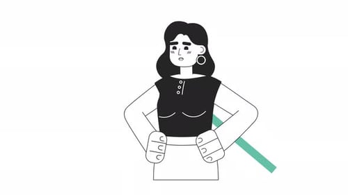 Stock Trader Woman with Growing Arrow Bw 2D Animation