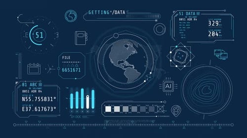 Infográficos animados sobre o Tema da geolocalização e troca de dados 4K