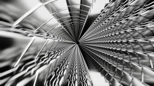 Black And White Glowing Cybernetic Tunnel Background Vj Loop In HD