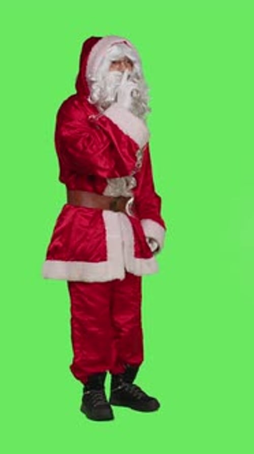 Vertical Video Side View of Saint Nick Showing Hush Symbol