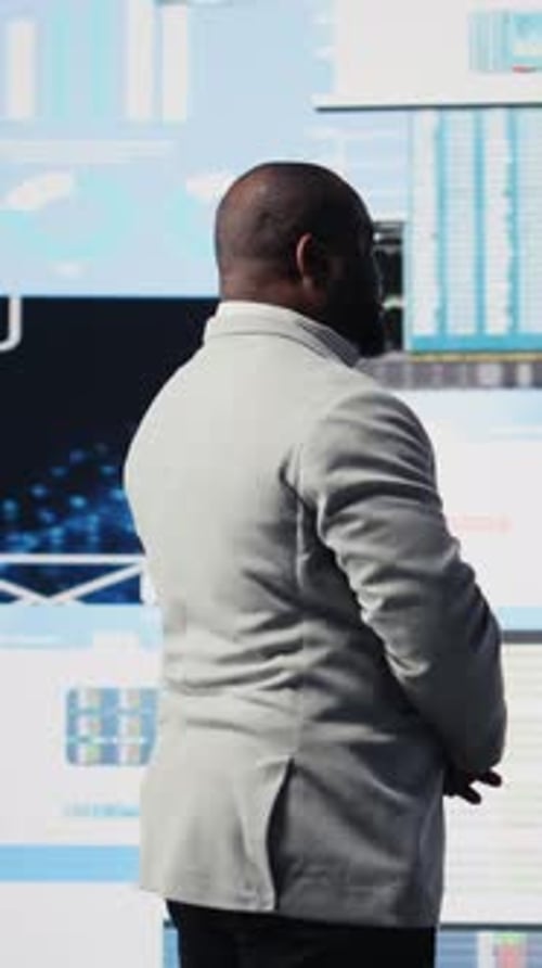 Vertical Video Modern Business Manager Thinking About New Successful Ideas
