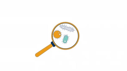 Germs under magnifying glass 2D object animation