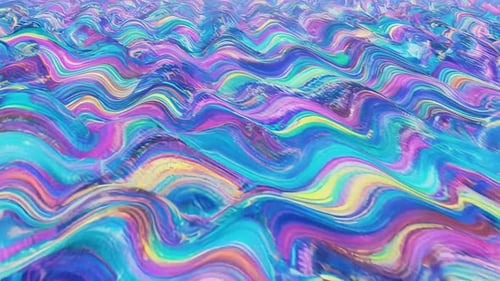 Boucle 3D abstraite de surface liquide ondulée colorée irisée