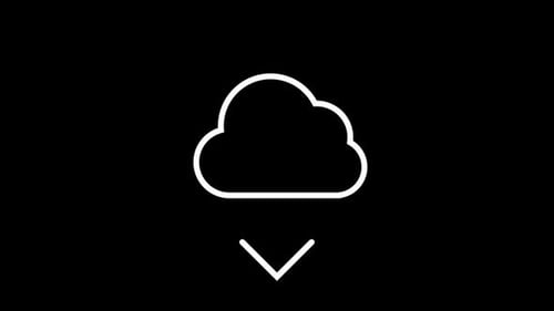 Nano Collection: elemento de bucle animado del icono de la nube de descarga sobre un fondo negro