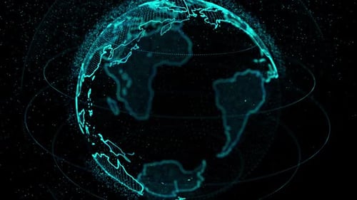 Futuristic Digital Earth Globe with Particle Network Connection