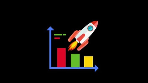 Animated Business Growth Rocket Launch From Bar Chart