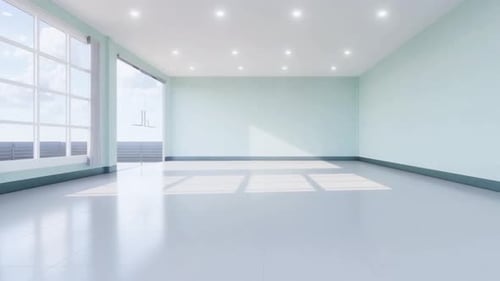 Sunlight Shadows Moving in Modern Empty Interior Room