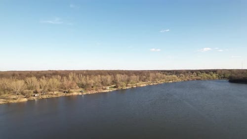 Aerial view of the lake in lower silesia. Bajkal, Siechnice