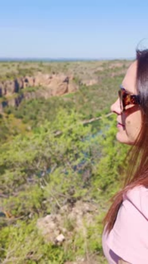 Woman Admiring the Sickles of the Duraton River Canyon in Spain