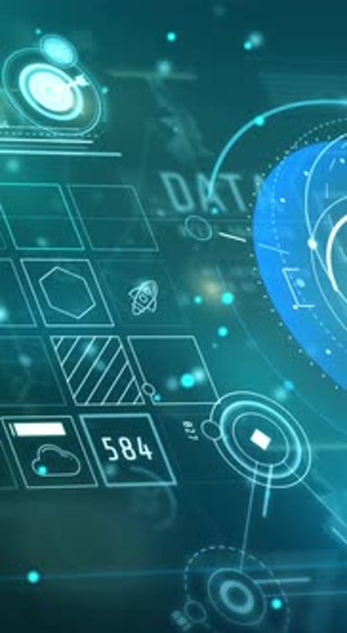 Futuristic HUD Vertical Display for Technology and Corporate Data