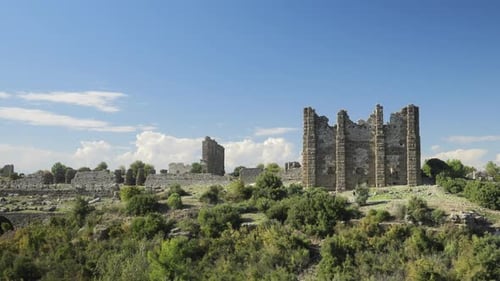The Remains of an Ancient Structure or Castle or Fortress in Antalya Turkey