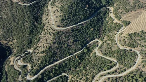 Aerial view of a regional road in Catalonia