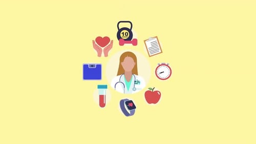 Animated Flat Design Doctor and Health Icons Reveal