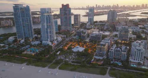 South Beach Miami Beach Florida Aerial View Paradise South Pointe Park and Sea Pier Ocean Drive