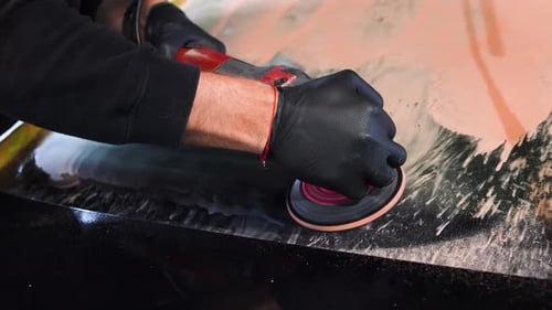 Surface Polishing with Rotary Buffer Close Up