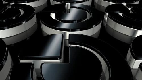 Business Background with Rotating Black and White Shapes, Reflection, 3D Render, Exclusive, Figures