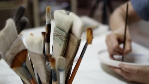 Working In A Ceramic Workshop And Tools 53