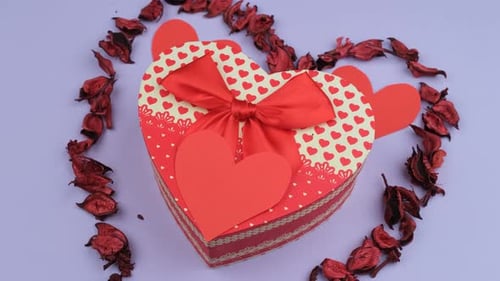 Heart Shaped Gift Box with Red Decorations