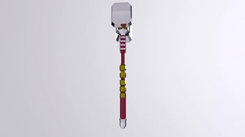 3D Animated Geometric Hammer Weapon Rotating Loop