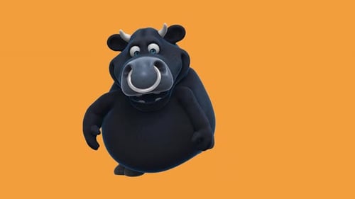 Fun 3D cartoon bull dancing (with alpha channel included)