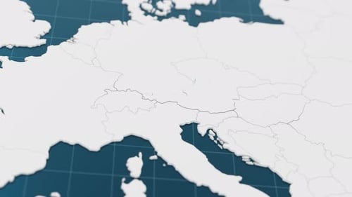 Highlight with Blue of Austria 3d Map with Pointer Pin Surrounded with Other Countries in White