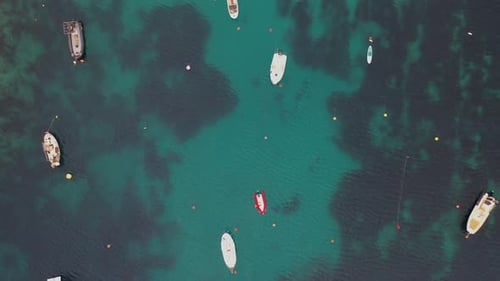 Aerial view of Ibiza Island, Balearic Island, Spain.