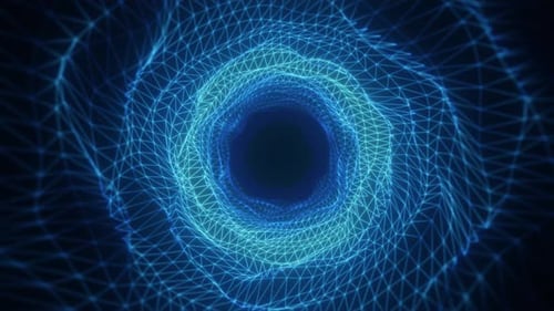 Abstract bright blue glowing background with a tunnel of lines and stripes of energy rays