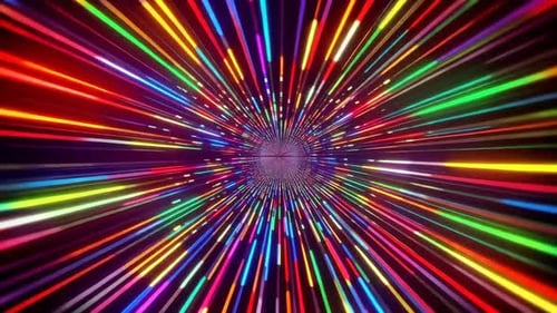 Fond de mouvement hyperspatial avec des traînées de néon colorées