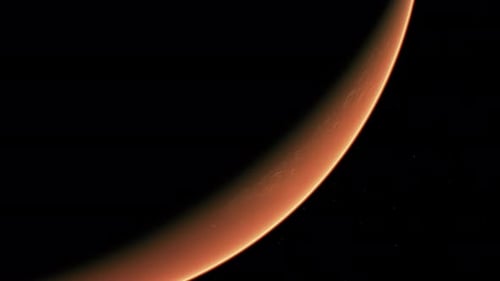 Red Planet and Shifting Star Lens Flare Space Background