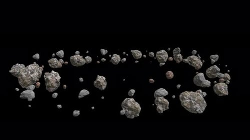 Orbiting Asteroids Rocks Meteors Stones 3D Looping Isolated On Transparent Background