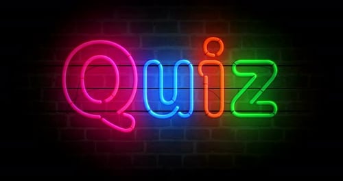 Quiz and barber shop neon on brick wall loop